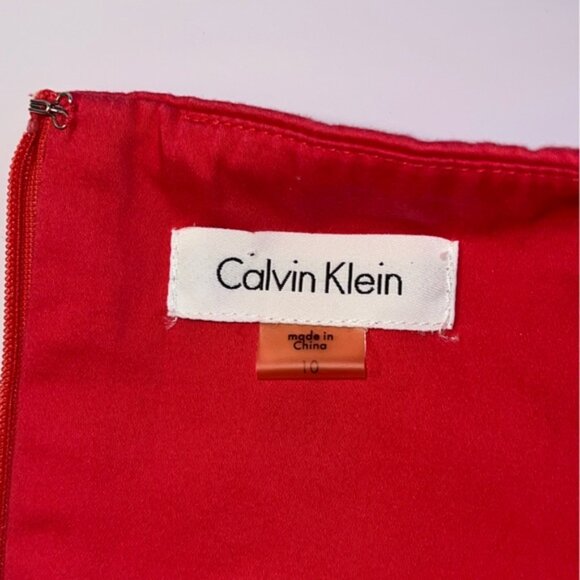 Calvin Klein Embroidered Sheath Dress Dark Pink Sz 10 - Picture 5 of 5